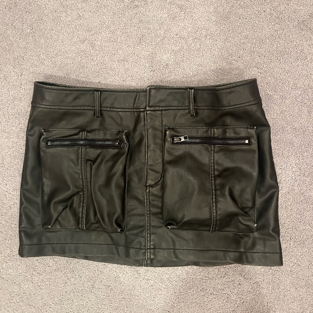 Zara Cargo Leather Mini Skirt